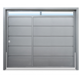 Portón levadizo con puerta de escape