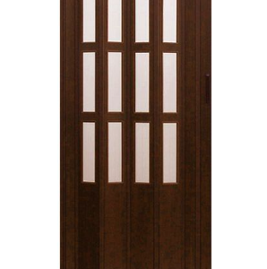 Puerta PVC Plegadiza con vidrio central cedro