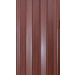 Puerta plegadiza de PVC color cedro
