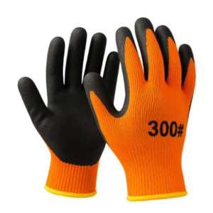 Guantes Antideslizantes Uso Profesional Algodón + Nitrilo Naranja